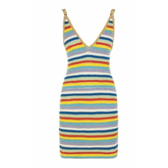 NWT My Beachy Side Crochet Ali Rainbow halter mini dress cover up size medium - Picture 5 of 13